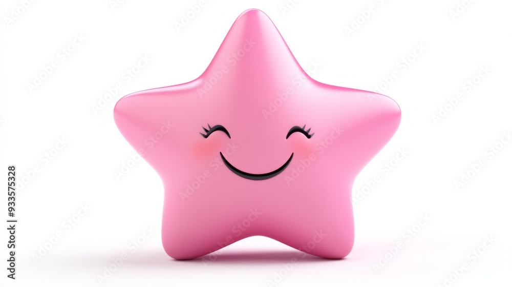 Smiling Pink Star with Eyelashes Smiling Pink Star with Eyelashes