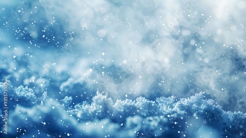 Abstract Snowy Winter Background with Blue and White Hues