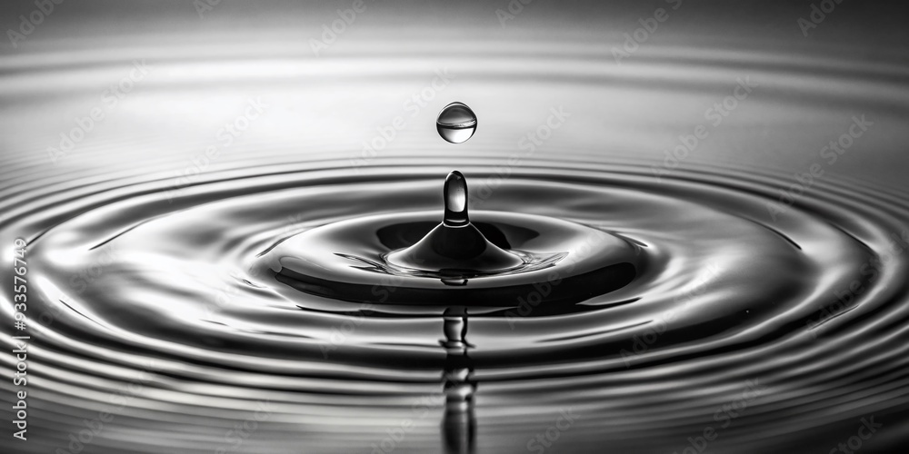 Zen Raindrops - Meditative, minimalist, water droplets, black and white, simple