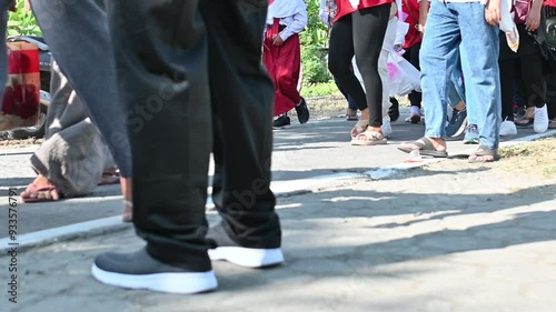 Demak, Indonesia - August 19, 2024 : healthy walking activities at the event of Indonesian independence photo