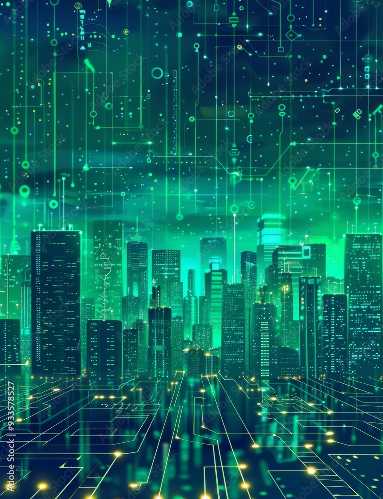 Futuristic Smart Cyber City illustration: Innovative Urban Landscape, futuristic technology and cyber punk concept, Graphic Resources, Wallpapers, Brochure, Websites, banner, Advertising, background Futuristic Smart Cyber City illustration: Innovative Urban Landscape, futuristic technology and cyber punk concept, Graphic Resources, Wallpapers, Brochure, Websites, banner, Advertising, background