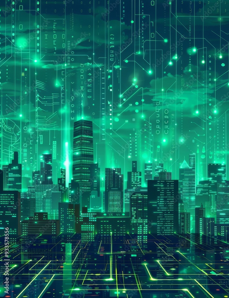 Futuristic Smart Cyber City illustration: Innovative Urban Landscape, futuristic technology and cyber punk concept, Graphic Resources, Wallpapers, Brochure, Websites, banner, Advertising, background Futuristic Smart Cyber City illustration: Innovative Urban Landscape, futuristic technology and cyber punk concept, Graphic Resources, Wallpapers, Brochure, Websites, banner, Advertising, background