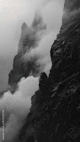 Mountains and Clouds in Black and White
