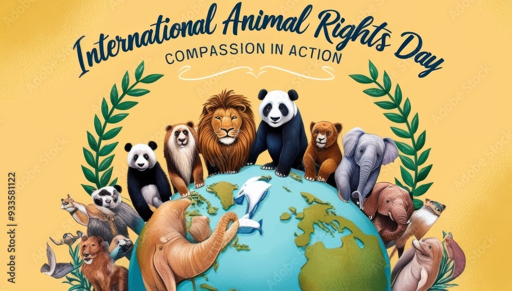 Fototapeta premium A vibrant and emotive illustration commemorating International animal right day