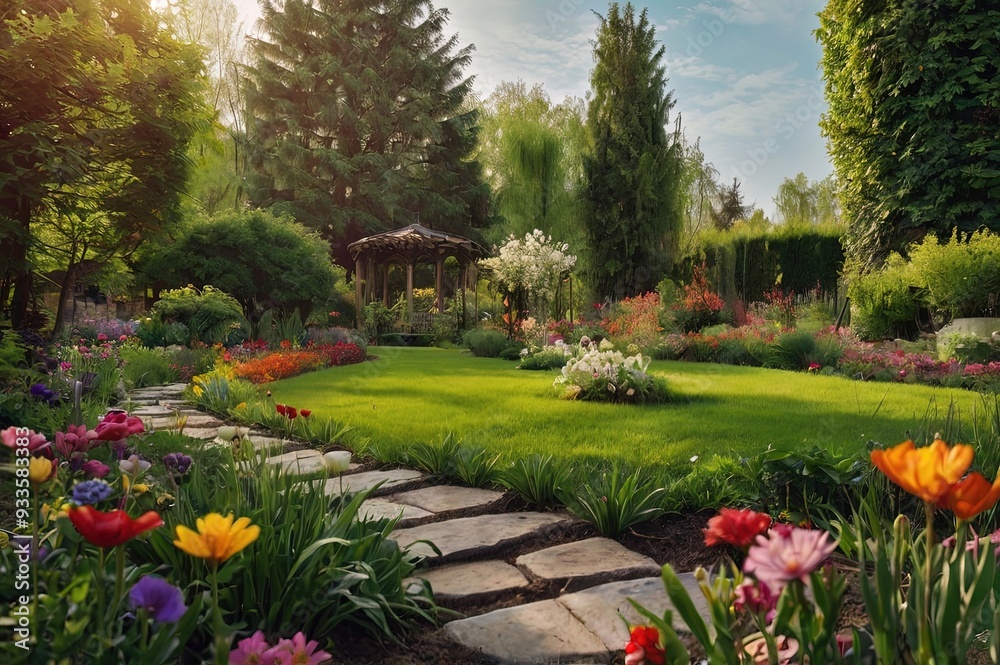 Beautiful spring garden. Beautiful spring garden.