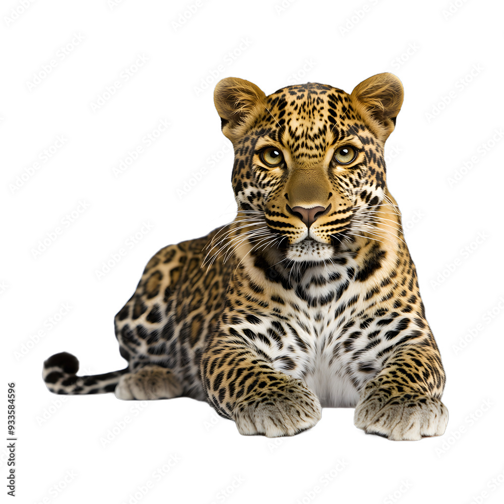 Obraz premium [Transparent Background PNG]Leopard Lying on White Background