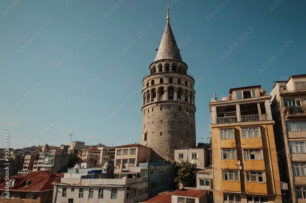 Fototapeta premium Galata Tower in Istanbul, Türkiye July 13, 2016.