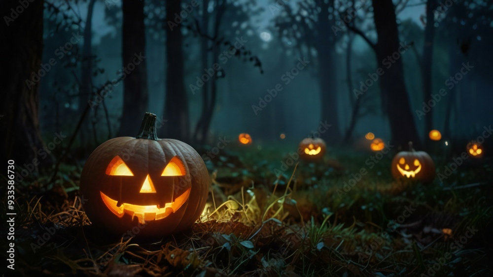 halloween pumpkin on a tree