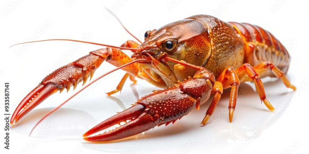 Close-up of a crayfish isolated on a white background, crayfish, isolated, white background, close-up, crustacean, seafood Close-up of a crayfish isolated on a white background, crayfish, isolated, white background, close-up, crustacean, seafood