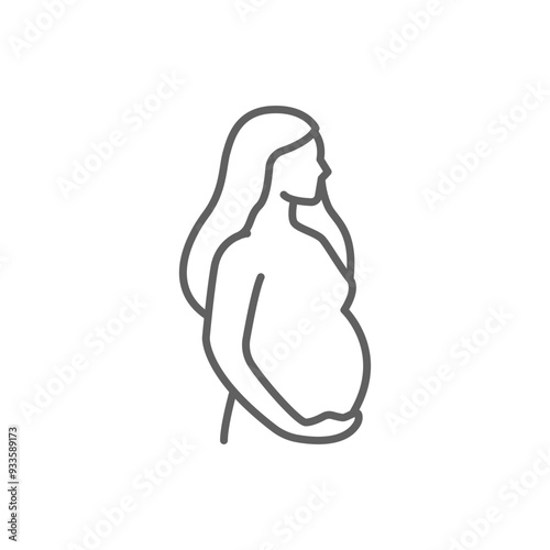Pregnancy icon. Simple outline style. Pregnant woman, maternal, lady, fertility, mom, baby, mother, gynecology, health concept. Thin line symbol. Vector illustration isolated. Editable stroke.