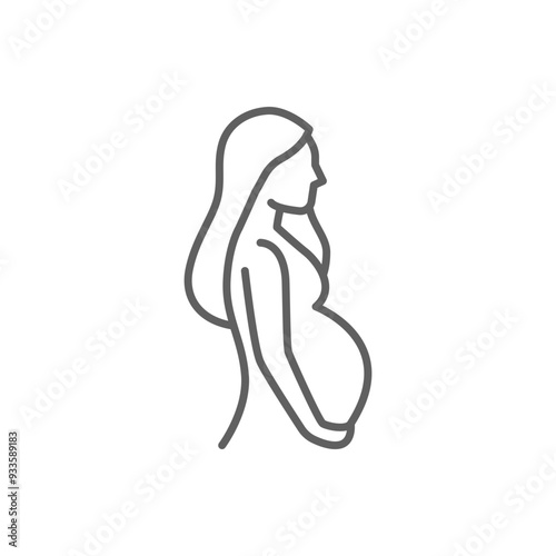 Pregnancy icon. Simple outline style. Pregnant woman, maternal, lady, fertility, mom, baby, mother, gynecology, health concept. Thin line symbol. Vector illustration isolated. Editable stroke.