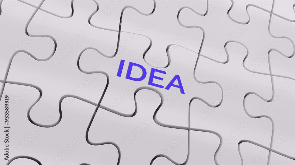 Idea Question Puzzle jigsaw cover close fixed solving problem business decision difficulty white bright 3d Animation text Idea Question Puzzle jigsaw cover close fixed solving problem business decision difficulty white bright 3d Animation text