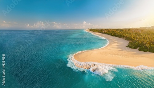 aerial view of beautiful tropical white sand beach