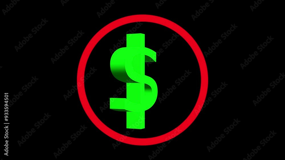 Abstract 3d dollar icon animation on background. Abstract 3d dollar icon animation on background.