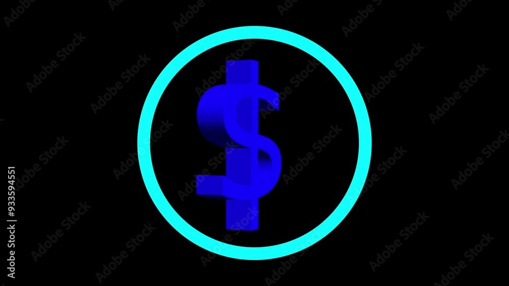Abstract 3d dollar icon animation on background. Abstract 3d dollar icon animation on background.
