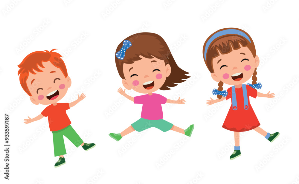 vector illustration of students in different postures vector illustration of students in different postures