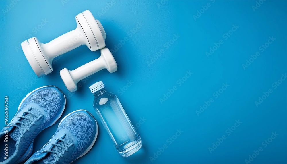 sport background for women - sneakers dumbbells water - place for inscription sport background for women - sneakers dumbbells water - place for inscription