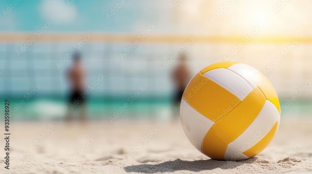 Workers engaging in a friendly volleyball match on the beach, Labor Day recreational activity, teamwork and leisure Workers engaging in a friendly volleyball match on the beach, Labor Day recreational activity, teamwork and leisure
