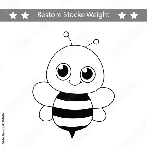 Coloring for kids, Bee vector