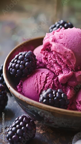 Blackberry Ice Cream with Fresh Berries