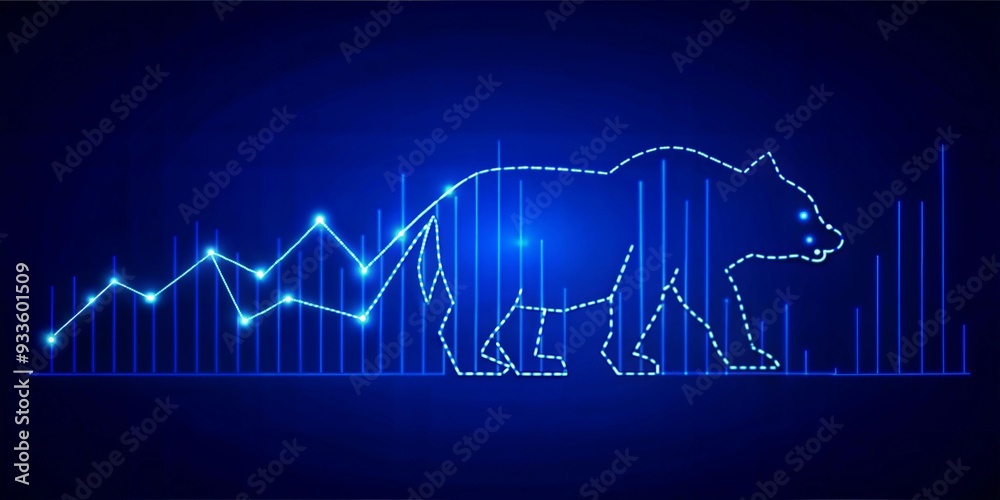 Bear Market Decline with Graph Lines - Background showing declining stock market lines with a bear icon.
Bear Market Decline with Graph Lines - Background showing declining stock market lines with a bear icon.