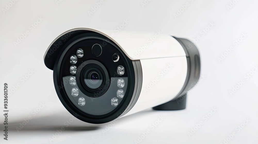 Camera set white isolated on blank background for surveillance Connected house notion