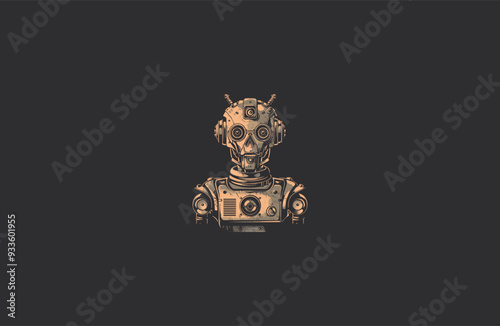 Robot vintage engraving design vector illustration