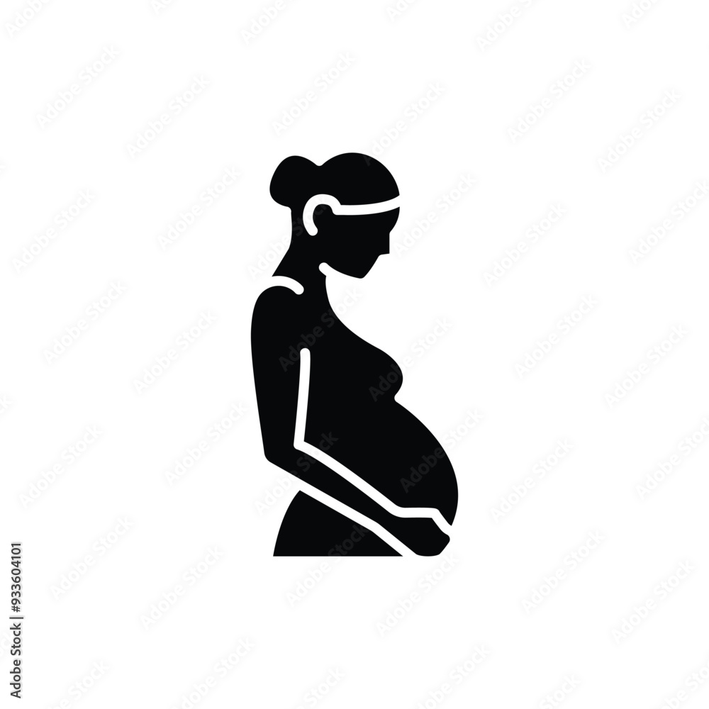 Pregnancy icon. Simple solid style. Pregnant woman, maternal, lady, fertility, mom, baby, mother, gynecology, health concept. Black silhouette, glyph symbol. Vector illustration isolated. Pregnancy icon. Simple solid style. Pregnant woman, maternal, lady, fertility, mom, baby, mother, gynecology, health concept. Black silhouette, glyph symbol. Vector illustration isolated.
