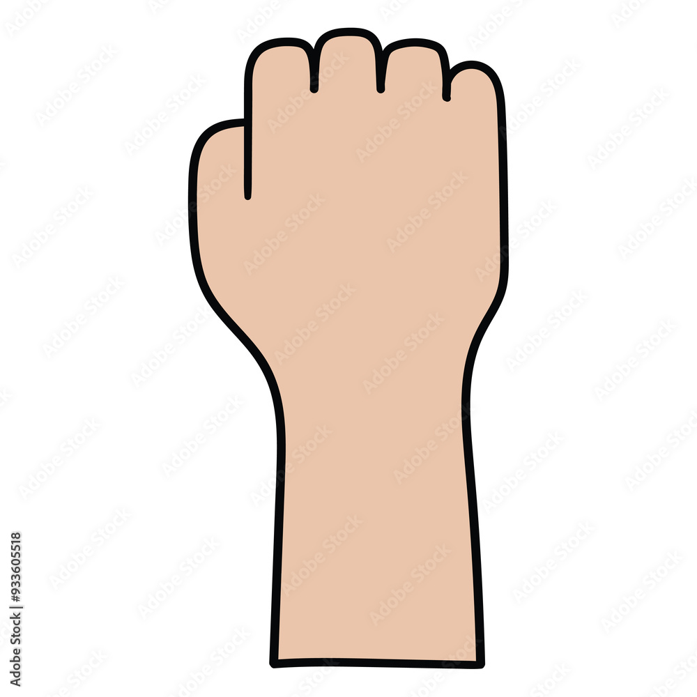 Hand drawn cartoon fist on white background. Hand drawn cartoon fist on white background.