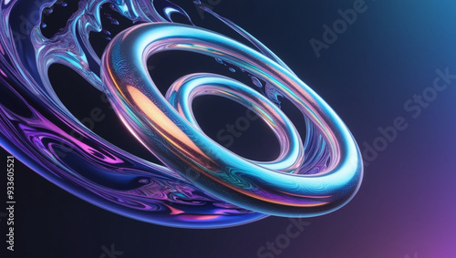 Holographic Liquid Illustration Background 3D Holographic Fluid Shape Illustration