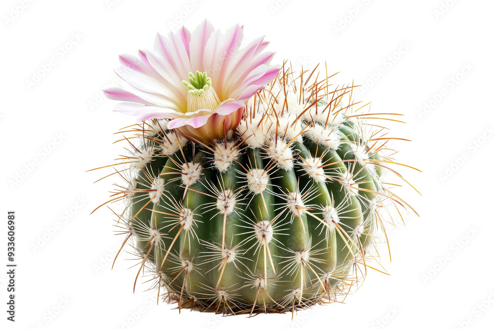 Delicate Blooming Cactus on White Background Delicate Blooming Cactus on White Background