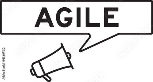 Megaphone icon with speech bubble in word agile on white background