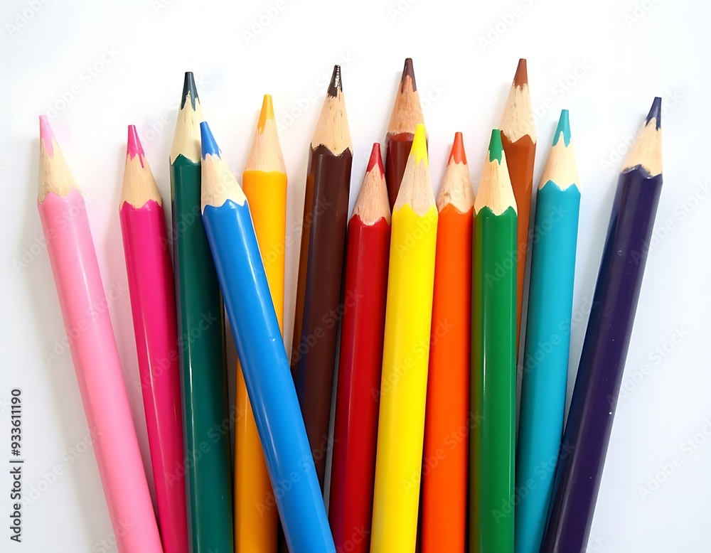 Set of color pencils isolated on white background Set of color pencils isolated on white background