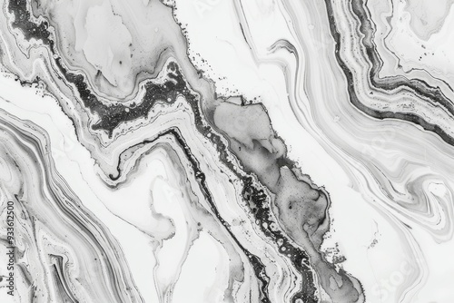 Abstract Black and White Alcohol Ink Pattern, Fluid Art Background, Black and White Marble Texture