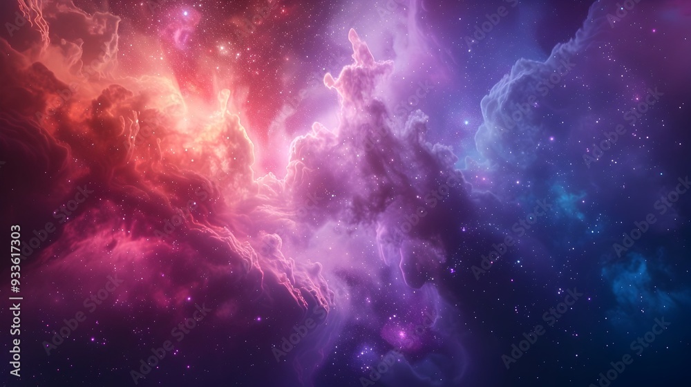Obraz premium Mesmerizing Outer Space Nebula with Swirling Vibrant Cosmic Clouds