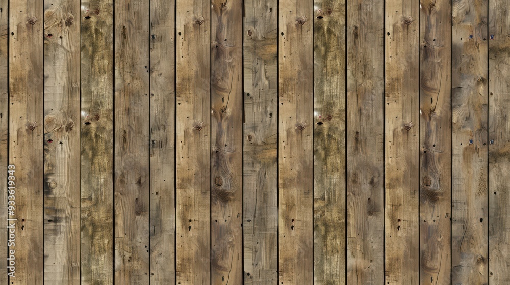 Naklejka premium Rustic wooden plank texture seamless pattern with natural grain and knots. Ideal for rustic decor, backgrounds, and interior design.
