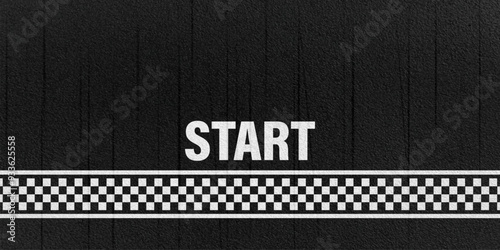 Start line racing background top view,Textured asphalt with starting line.	