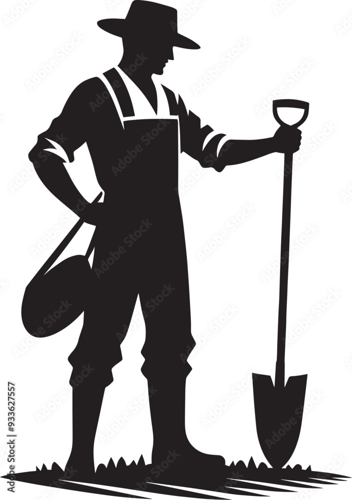 Farmer doing farming silhouette vector illustration isolated on a white background Farmer doing farming silhouette vector illustration isolated on a white background