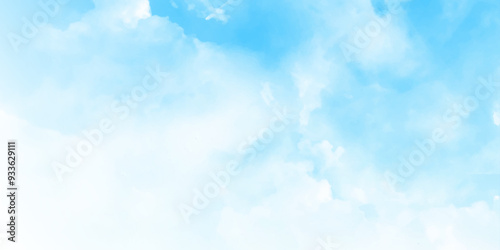 Blue sky nature landscape background with realistic fluffy clouds. White realistic cloud sky, cloudscape on blue background. Clouds, vector element,template