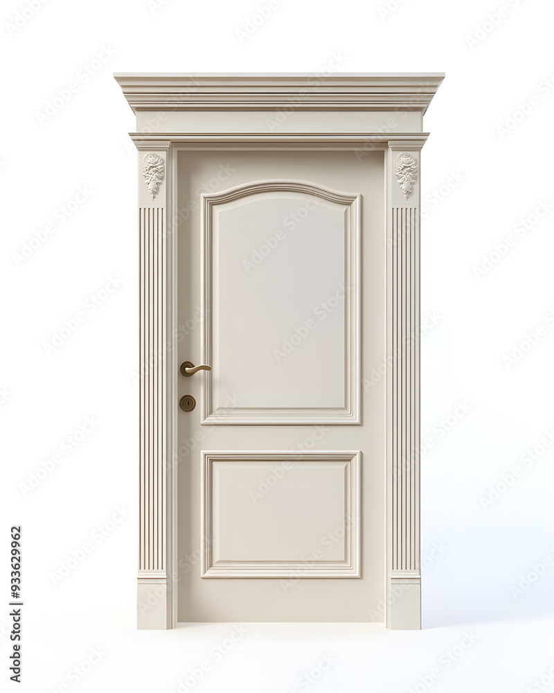 Classic white framed door isolated on white background Classic white framed door isolated on white background