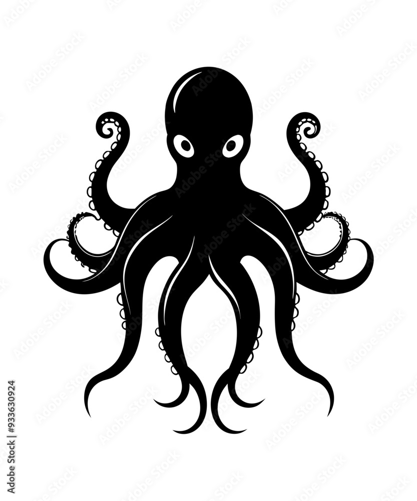 Octopus black silhouette vector illustration
Octopus black silhouette vector illustration