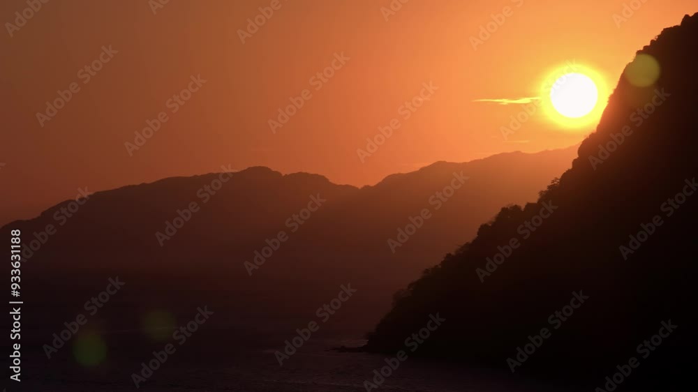 Establishing aerial view of tropical paradise exotic island while sun goes down. Travel video of Cadlao island El Nido Philippines, untouched nature at sunset Establishing aerial view of tropical paradise exotic island while sun goes down. Travel video of Cadlao island El Nido Philippines, untouched nature at sunset