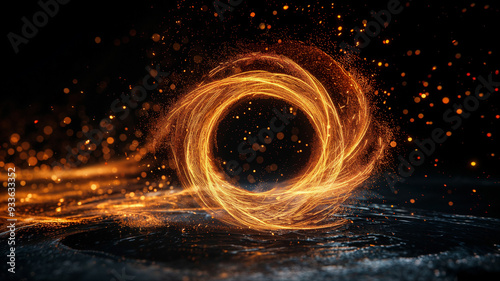 A vortex of swirling light and energy creates a captivating visual effect, blending dynamic motion and intensity.