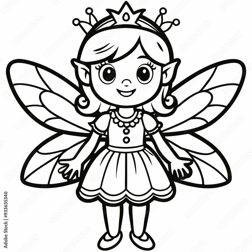 Happy kids wearing fairy costume with decorative wings and magic wand vector flat illustration Happy kids wearing fairy costume with decorative wings and magic wand vector flat illustration
