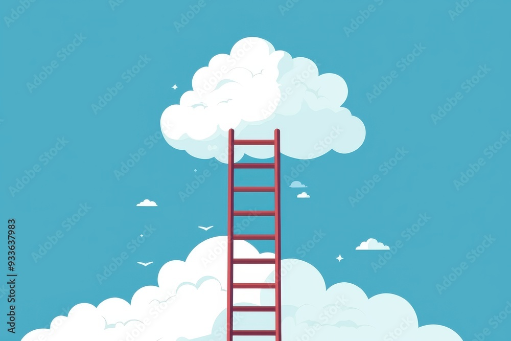 A vibrant illustration of a ladder reaching into fluffy clouds against a bright blue sky, symbolizing aspirations and dreams. A vibrant illustration of a ladder reaching into fluffy clouds against a bright blue sky, symbolizing aspirations and dreams.