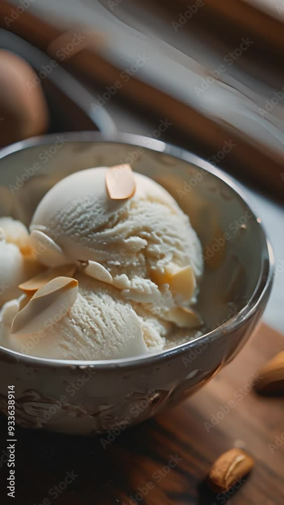 Almond Ice Cream in a Bowl