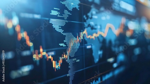 Detailed financial chart showcasing data analytics trends and global markets with dynamic graphs and bright colors.