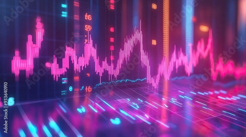 Dynamic stock market graph visualization showcasing vibrant data trends and financial analysis technology.