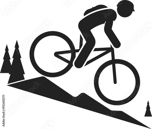 Canvastavla Isolated Pictogram Sport Sign Mountain Bike, MTB, Free Stye Cycling