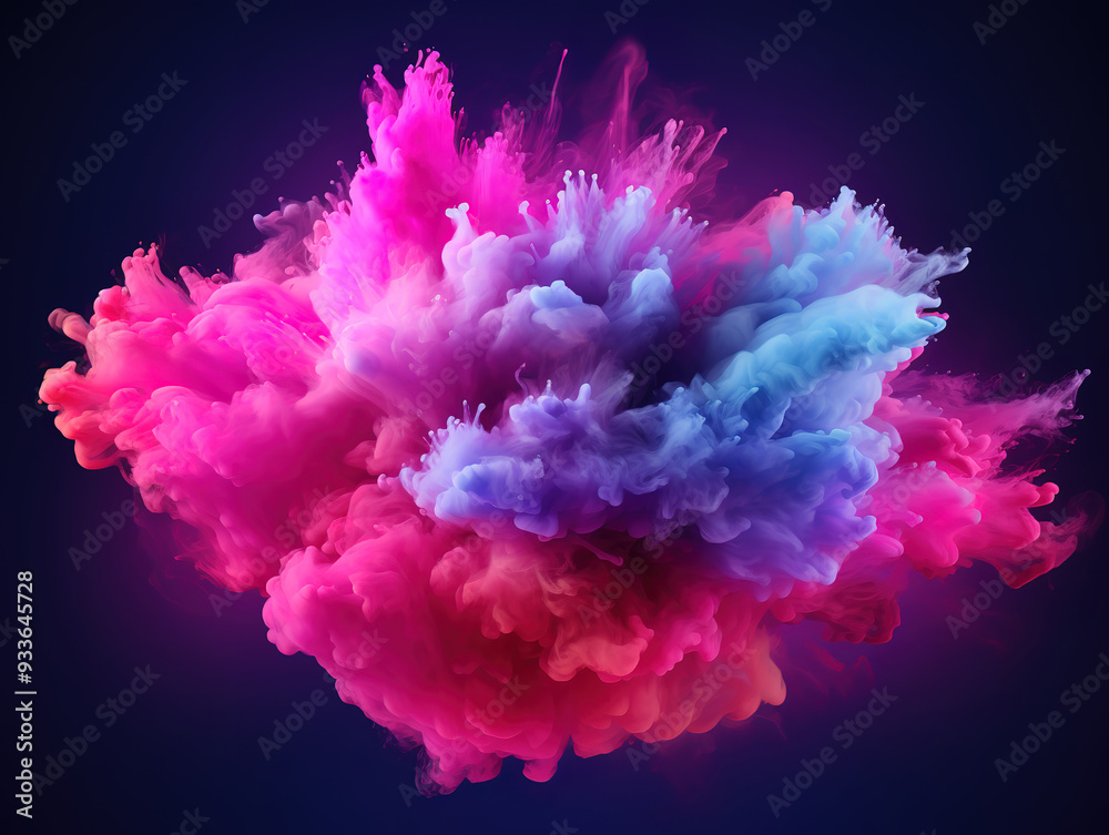Obraz premium Blue and pink smoke effect on black background.